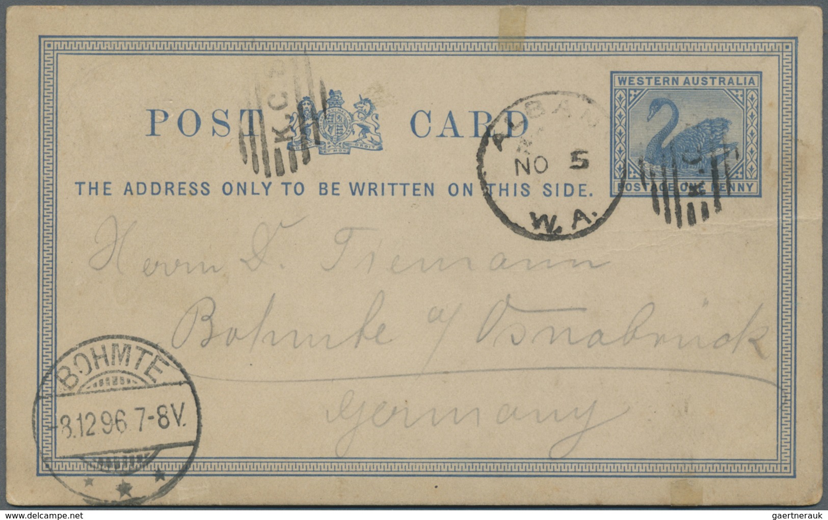 GA/Br/ Westaustralien: 1890/1905 (ca.), Group Of 17 Entires: Eight Unused Stationeries, Five Commercially U - Lettres & Documents