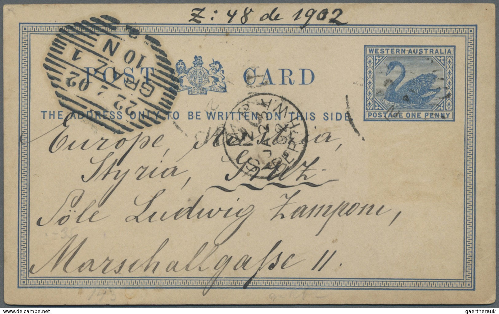 GA/Br/ Westaustralien: 1890/1905 (ca.), Group Of 17 Entires: Eight Unused Stationeries, Five Commercially U - Lettres & Documents
