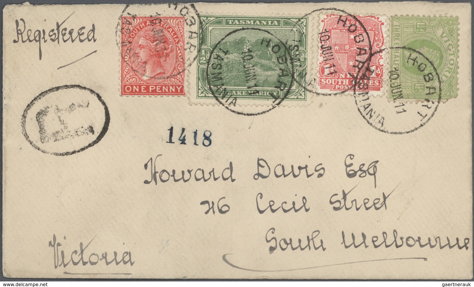 Br/ Australien: 1899/1912, TASMANIA, 17 Cards And Letters And About 180 Stamps Mostly With Hobart And LA - Autres & Non Classés