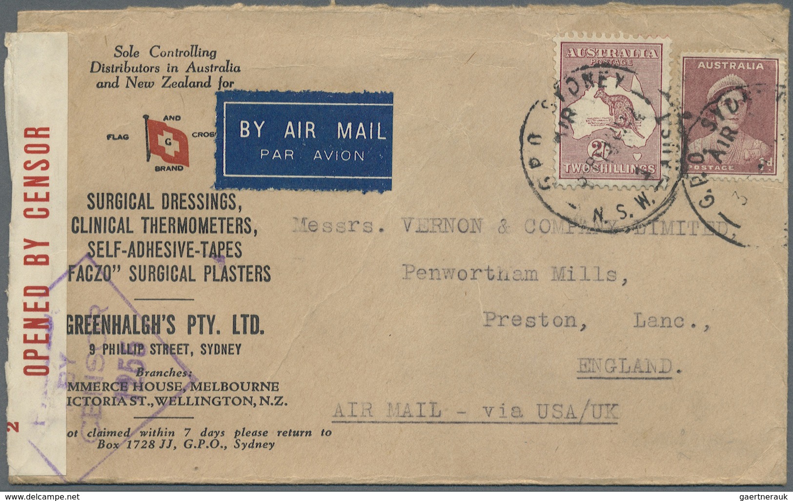 Br/GA Australien: 1910/1942, Australia/NZ, Group Of 20 Better Entires, Registered, Censored And Airmail, P - Autres & Non Classés