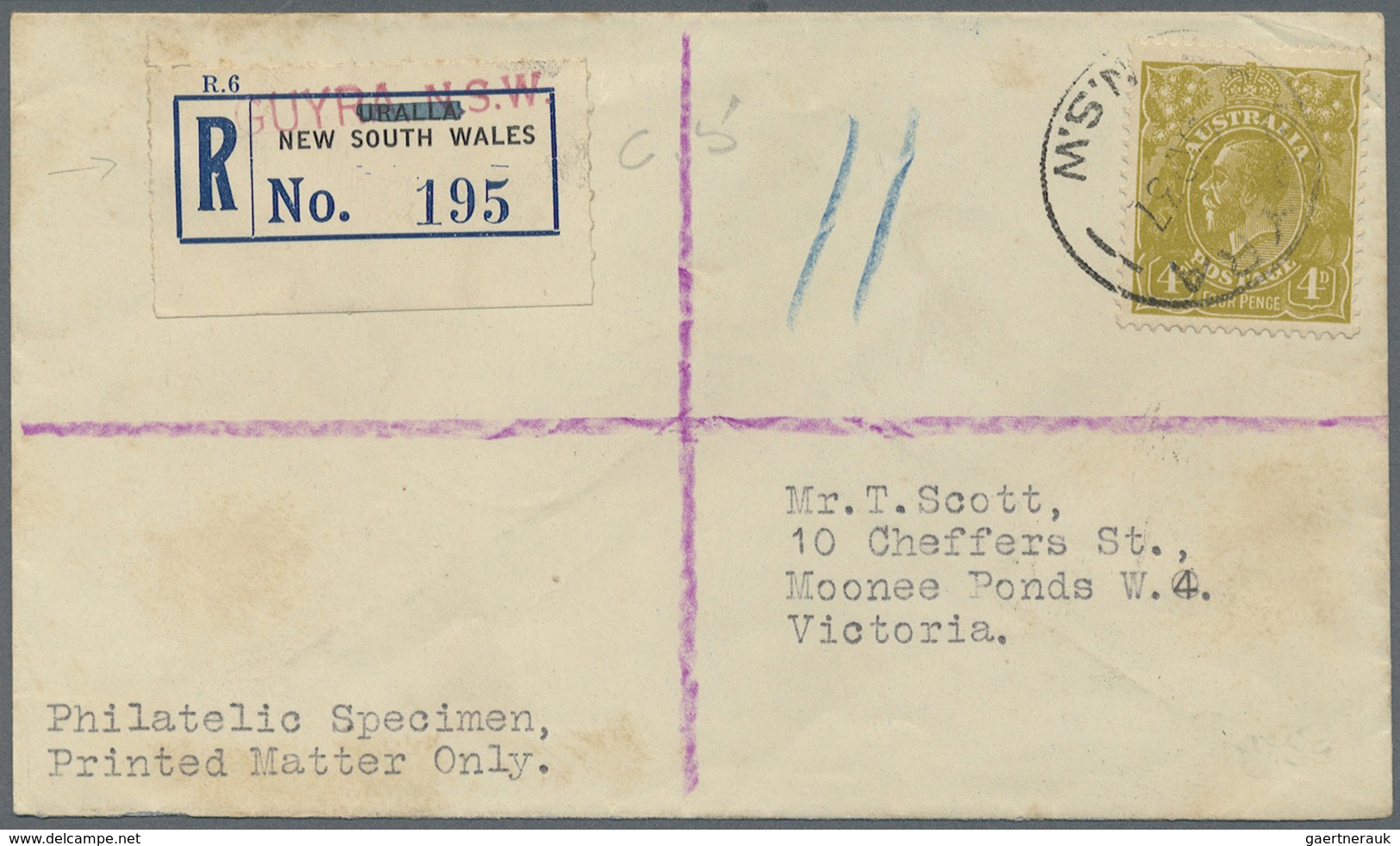 Br/GA Australien: 1910/1942, Australia/NZ, group of 20 better entires, registered, censored and airmail, P