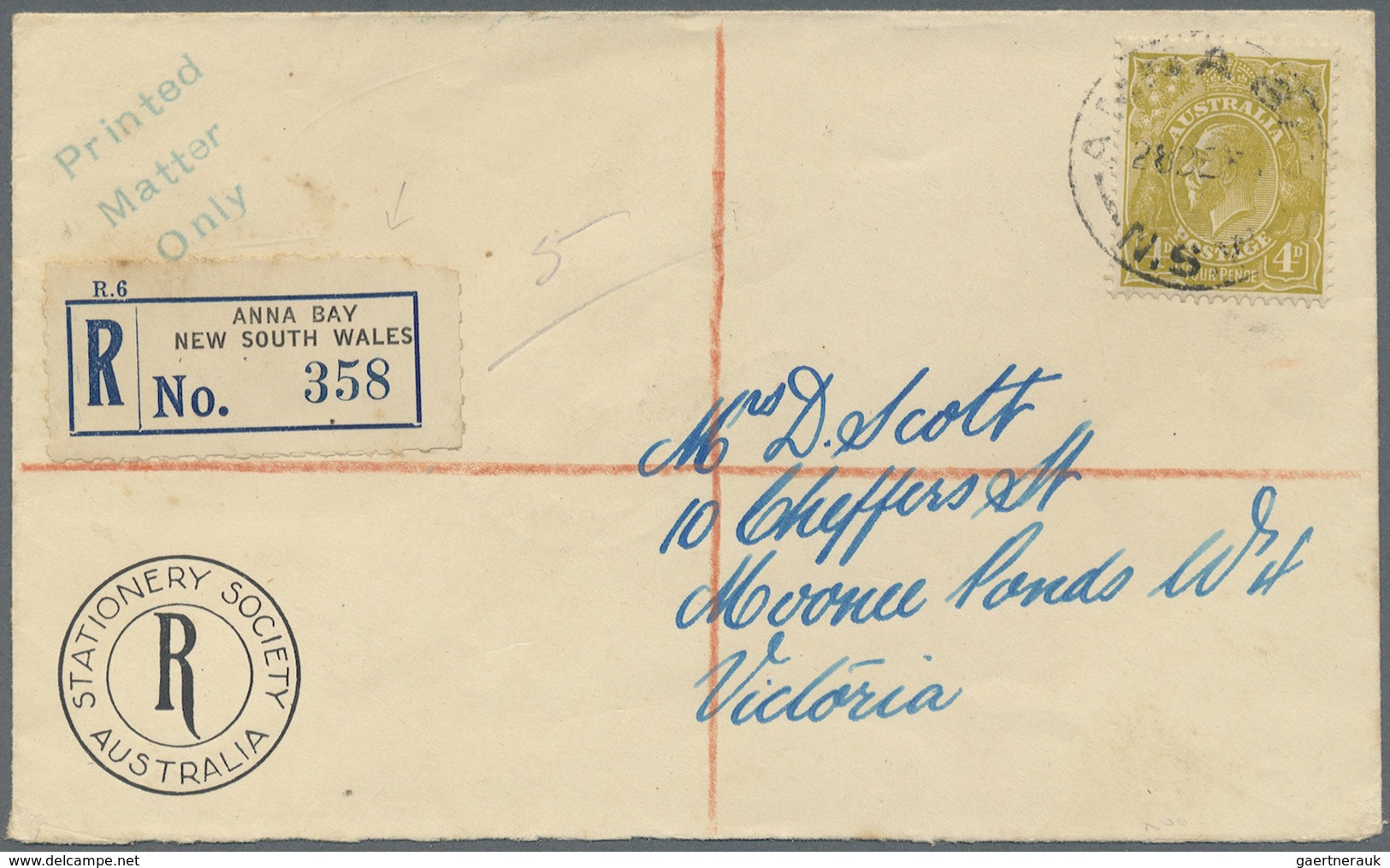 Br/GA Australien: 1910/1942, Australia/NZ, group of 20 better entires, registered, censored and airmail, P