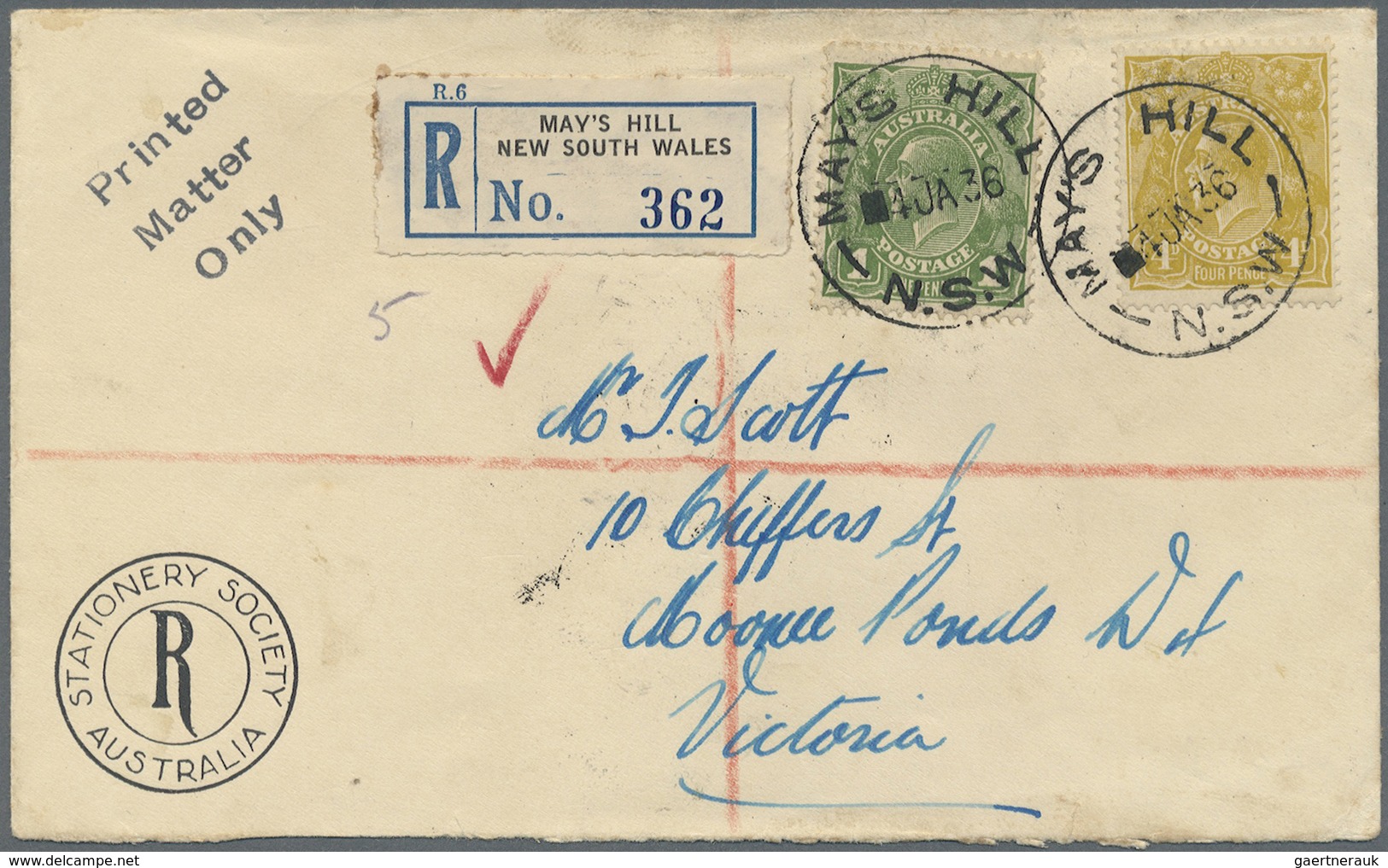 Br/GA Australien: 1910/1942, Australia/NZ, group of 20 better entires, registered, censored and airmail, P