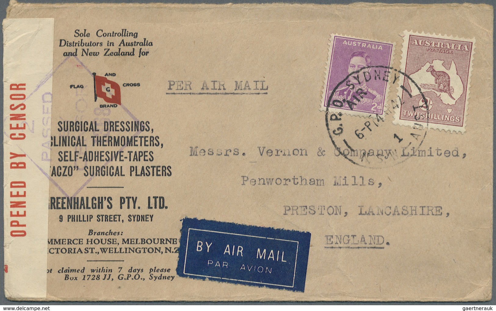 Br/GA Australien: 1910/1942, Australia/NZ, group of 20 better entires, registered, censored and airmail, P