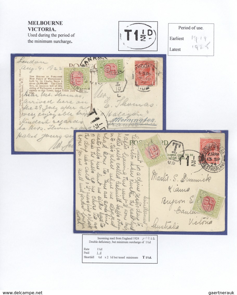 Br Australien: 1912/1929, Nine Letters All With With Tax Markings Or Postage Due Stamps All Written Up - Autres & Non Classés