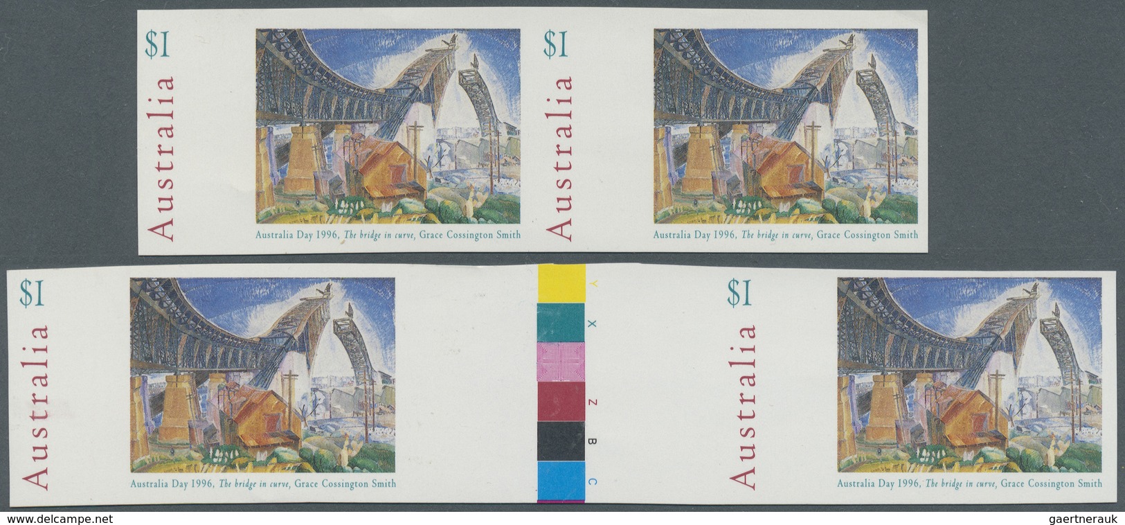 ** Australien: 1995/96, Big lot IMPERFORATED stamps for investors or specialist containing 4 different