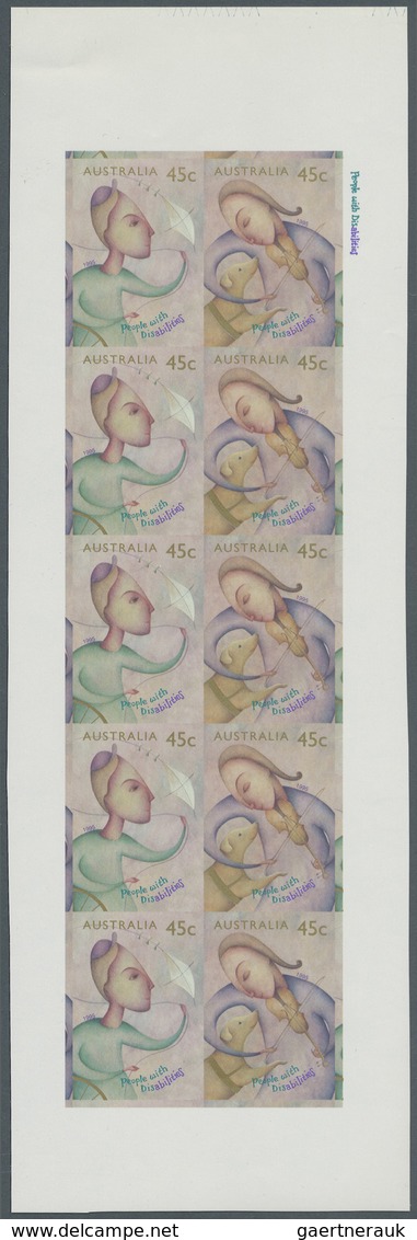 ** Australien: 1995/96, Big lot IMPERFORATED stamps for investors or specialist containing 4 different