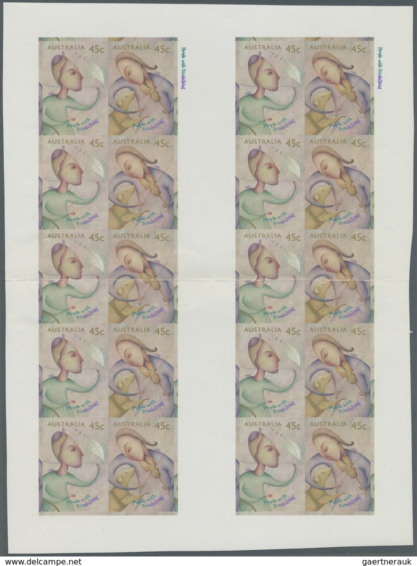 ** Australien: 1995/96, Big lot IMPERFORATED stamps for investors or specialist containing 4 different