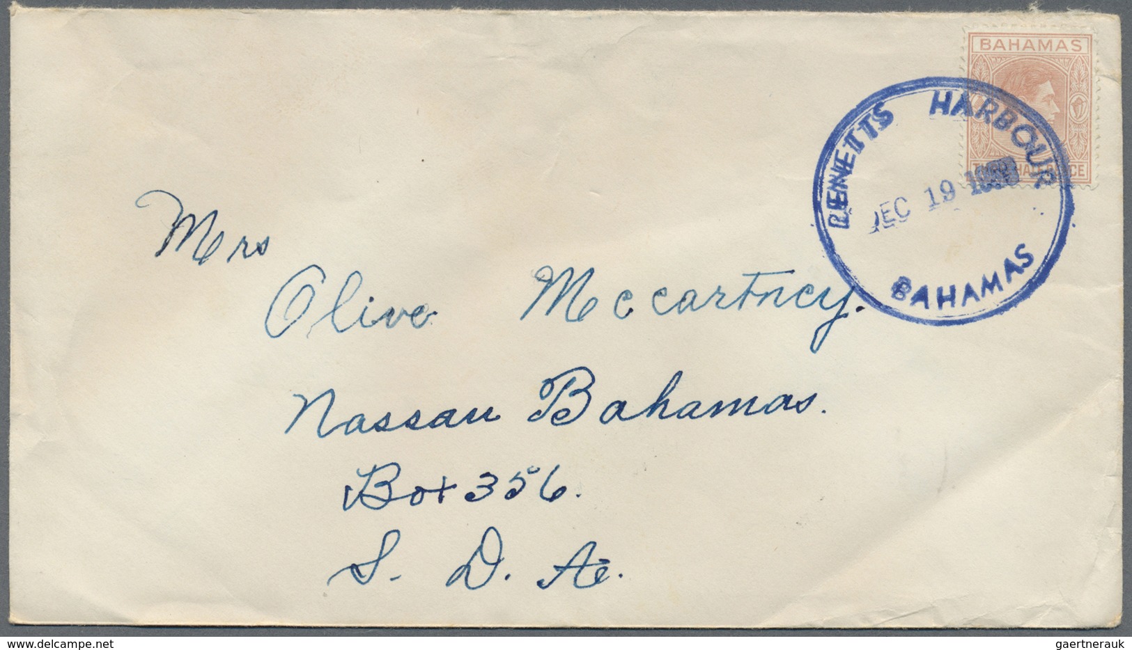 GA/Br/MK Bahamas: 1937 - 1955, great lot of over 940 covers, mainly before 1955, 1948 silver-wedding cpl set