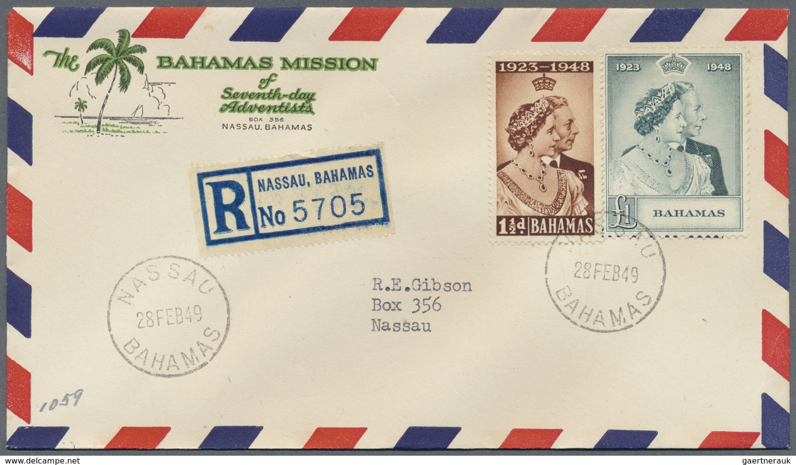 GA/Br/MK Bahamas: 1937 - 1955, great lot of over 940 covers, mainly before 1955, 1948 silver-wedding cpl set