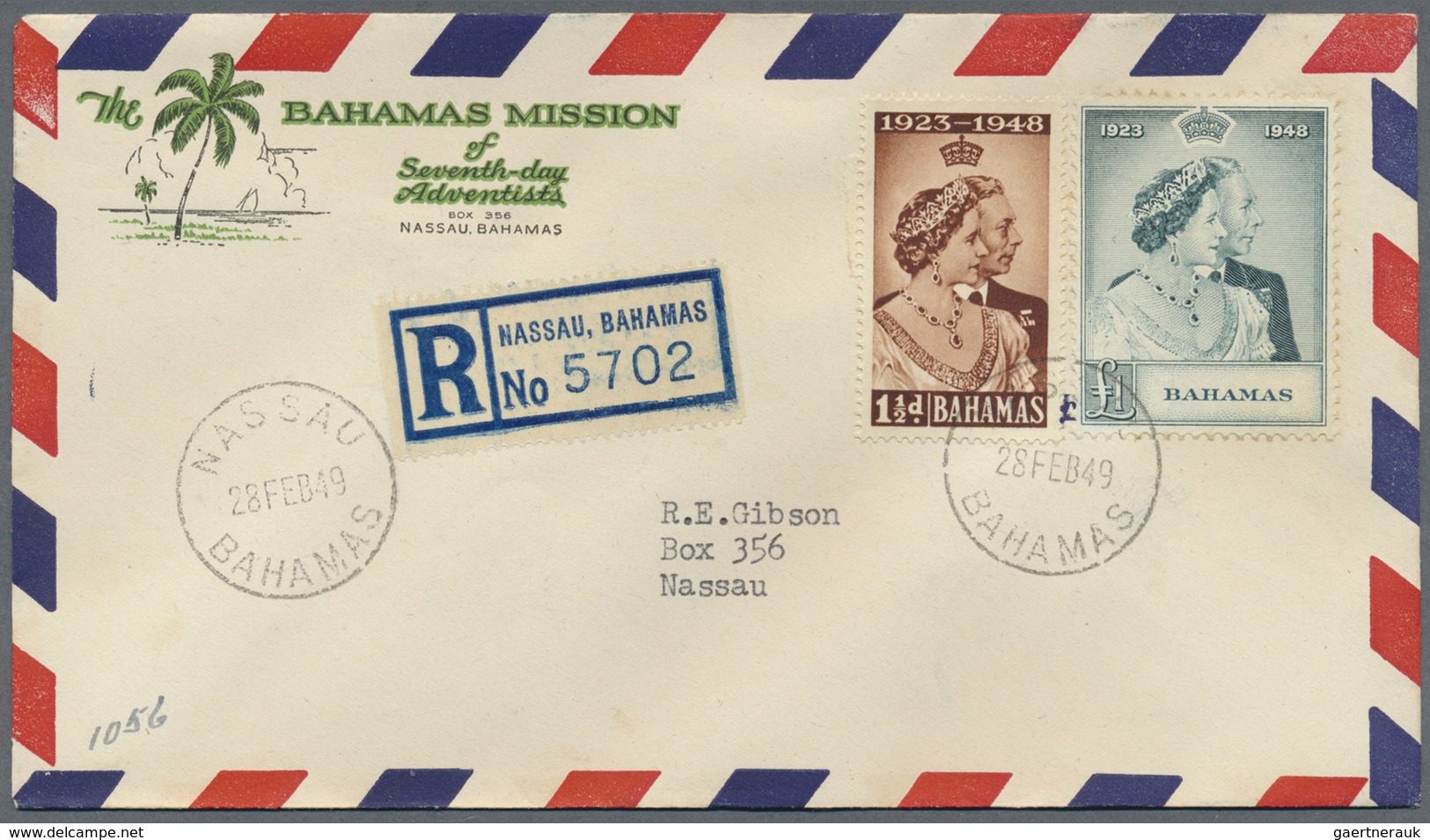 GA/Br/MK Bahamas: 1937 - 1955, great lot of over 940 covers, mainly before 1955, 1948 silver-wedding cpl set