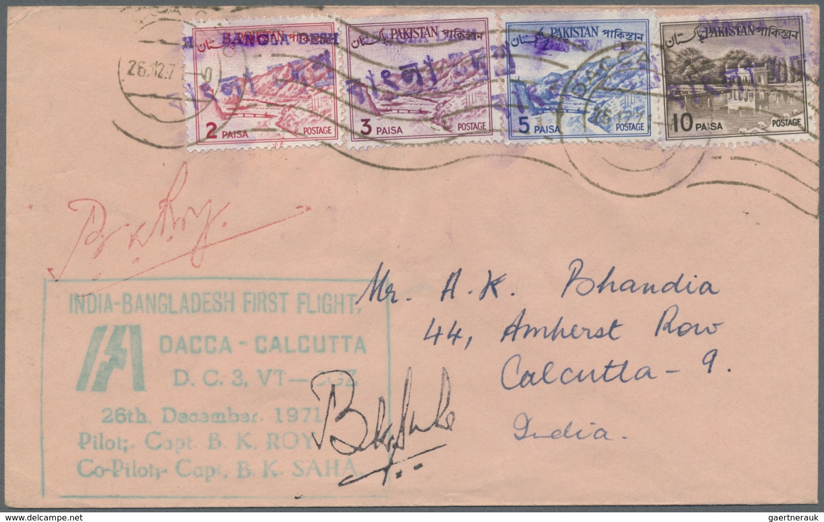 Br Bangladesch: 1971 Dacca-Calcutta-Dacca First Flight: Six Covers Carried On Dec. 26th, 1971 By First - Bangladesh
