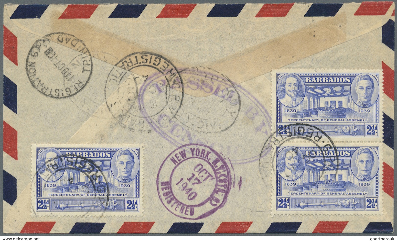 Br Barbados: 1887/1970, Lot Of Seven Covers/cards, Only Better Items (single Lots), E.g. Registered And - Barbades (1966-...)