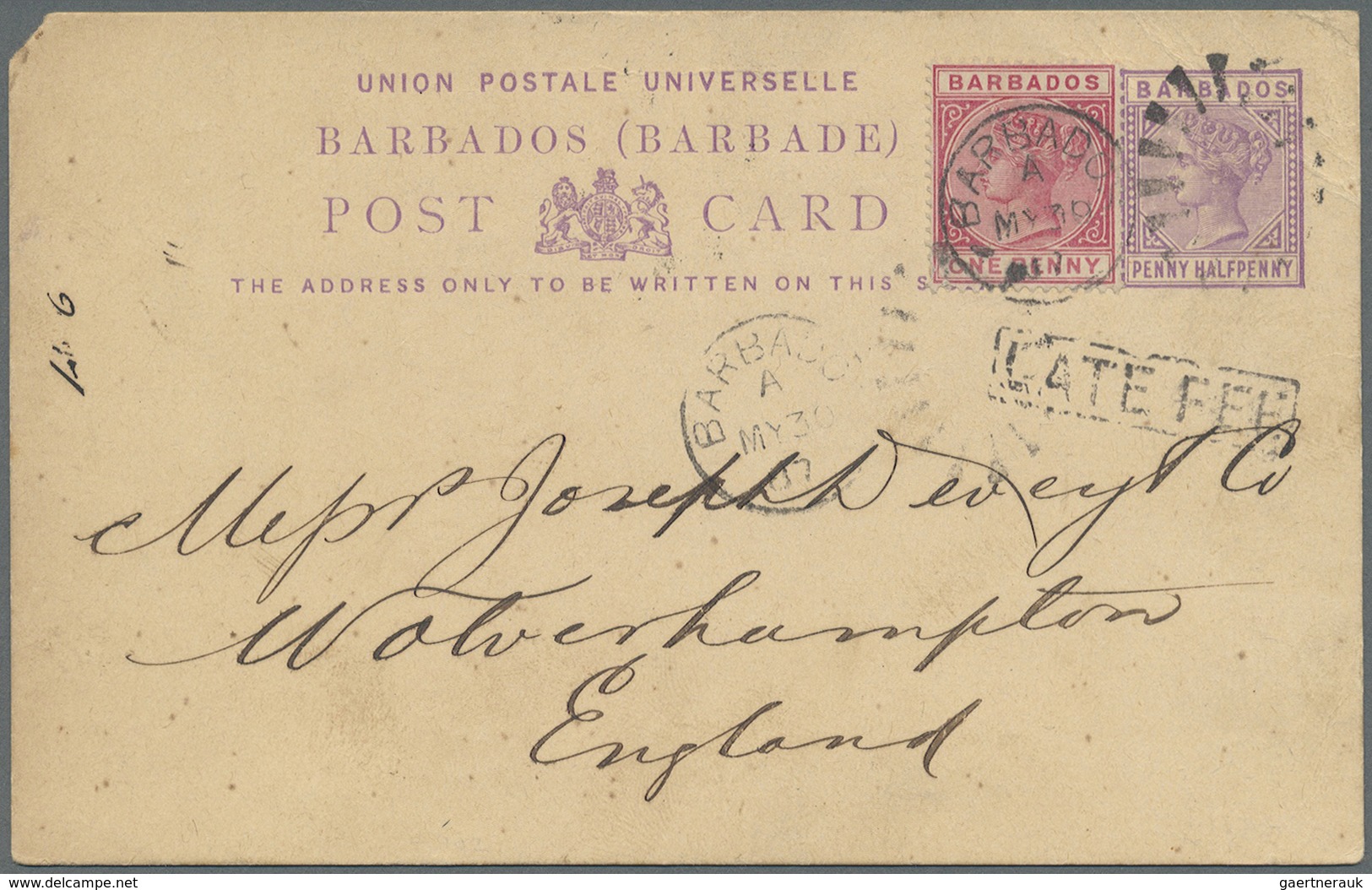 Br Barbados: 1887/1970, Lot Of Seven Covers/cards, Only Better Items (single Lots), E.g. Registered And - Barbades (1966-...)