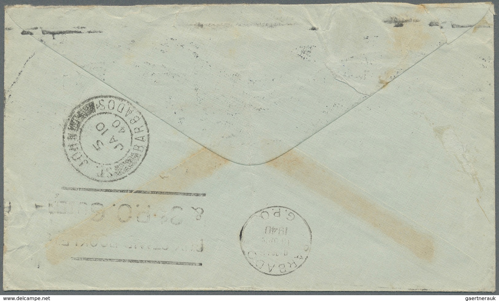 Br Barbados: 1887/1970, lot of seven covers/cards, only better items (single lots), e.g. registered and