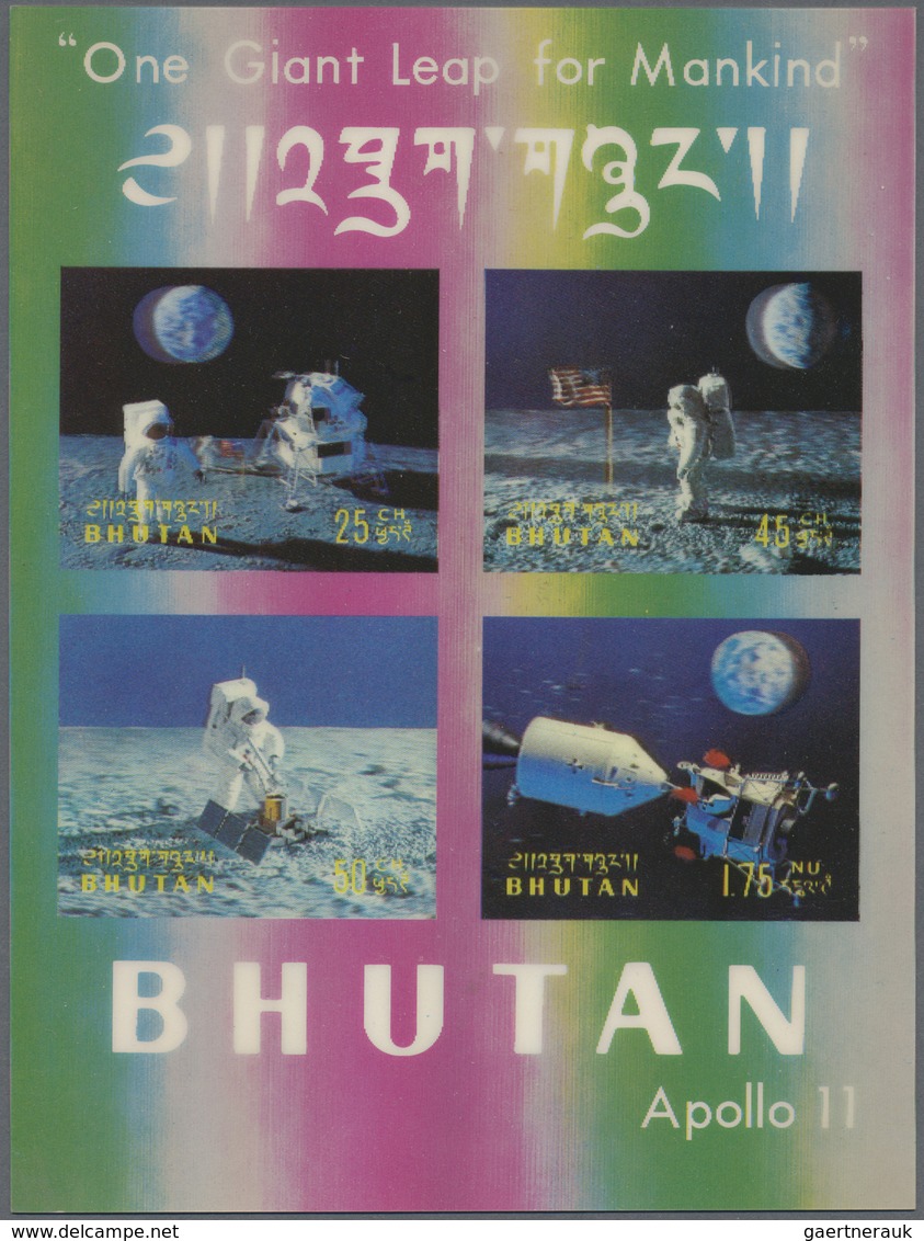 **/O Bhutan: 1964/1993 (ca.), Accumulation In Glassines Etc. In Box With Stamps And Miniature Sheets Incl - Bhoutan