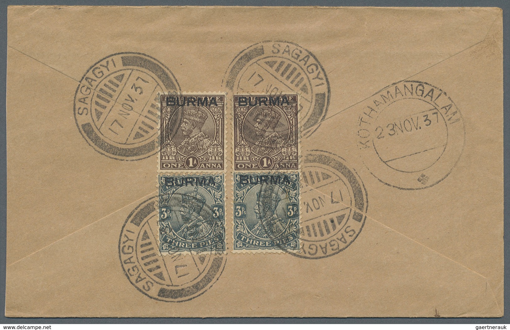 Br/O Birma / Burma / Myanmar: 1860-1935: Group Of 15 Indian Stamps And 12 Covers Franked With Indian Stam - Myanmar (Birmanie 1948-...)