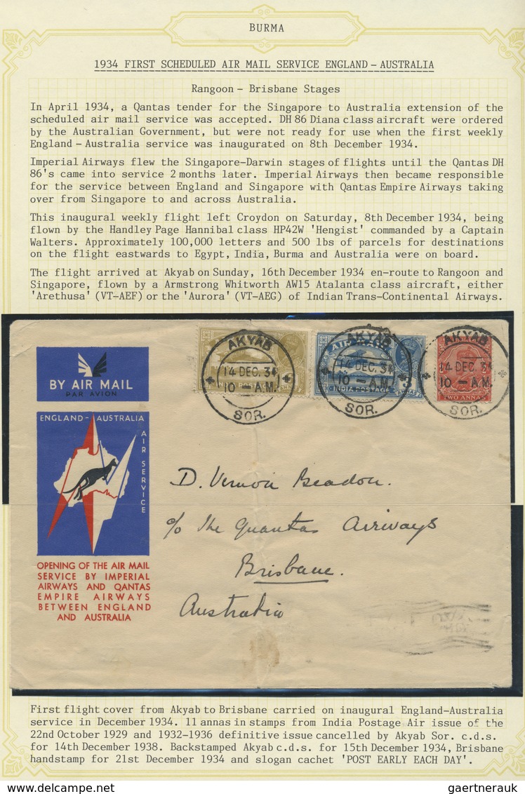 Br Birma / Burma / Myanmar: 1931/1950 (ca): Air Mail Service From An To Burma. Collection Mounted On Al - Myanmar (Birmanie 1948-...)