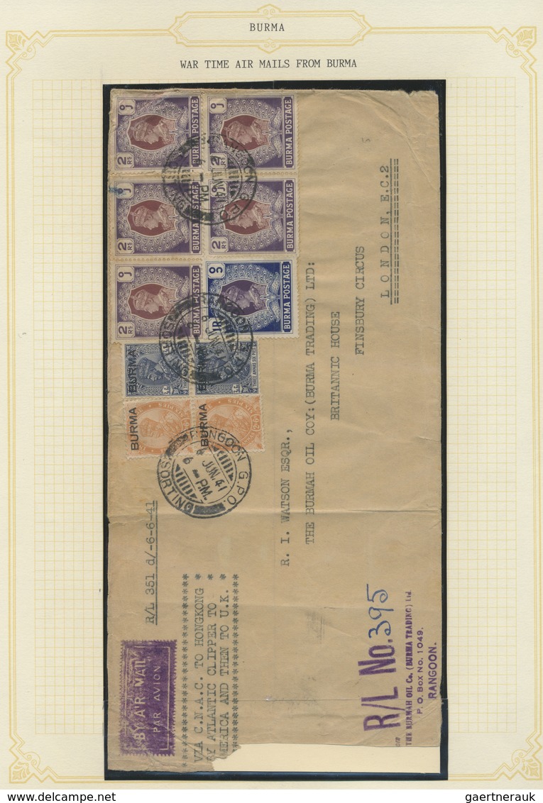 Br Birma / Burma / Myanmar: 1931/1950 (ca): Air Mail Service from an to Burma. Collection mounted on al