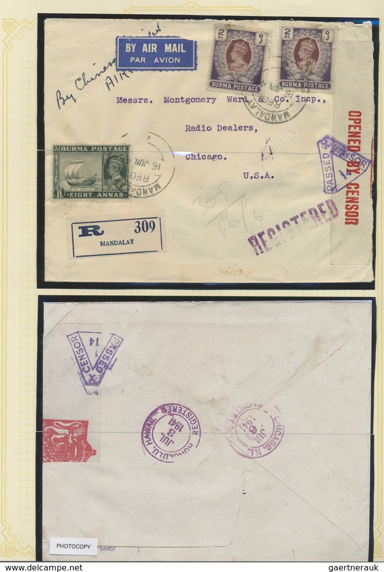 Br Birma / Burma / Myanmar: 1931/1950 (ca): Air Mail Service from an to Burma. Collection mounted on al