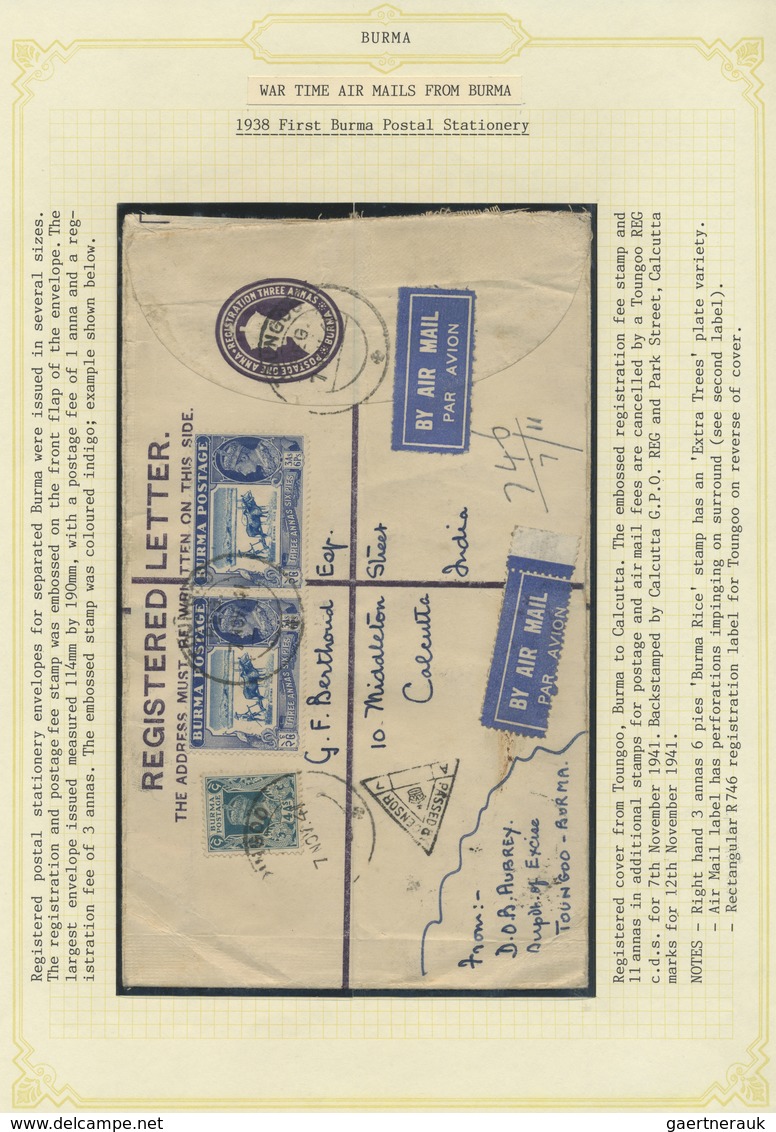 Br Birma / Burma / Myanmar: 1931/1950 (ca): Air Mail Service from an to Burma. Collection mounted on al