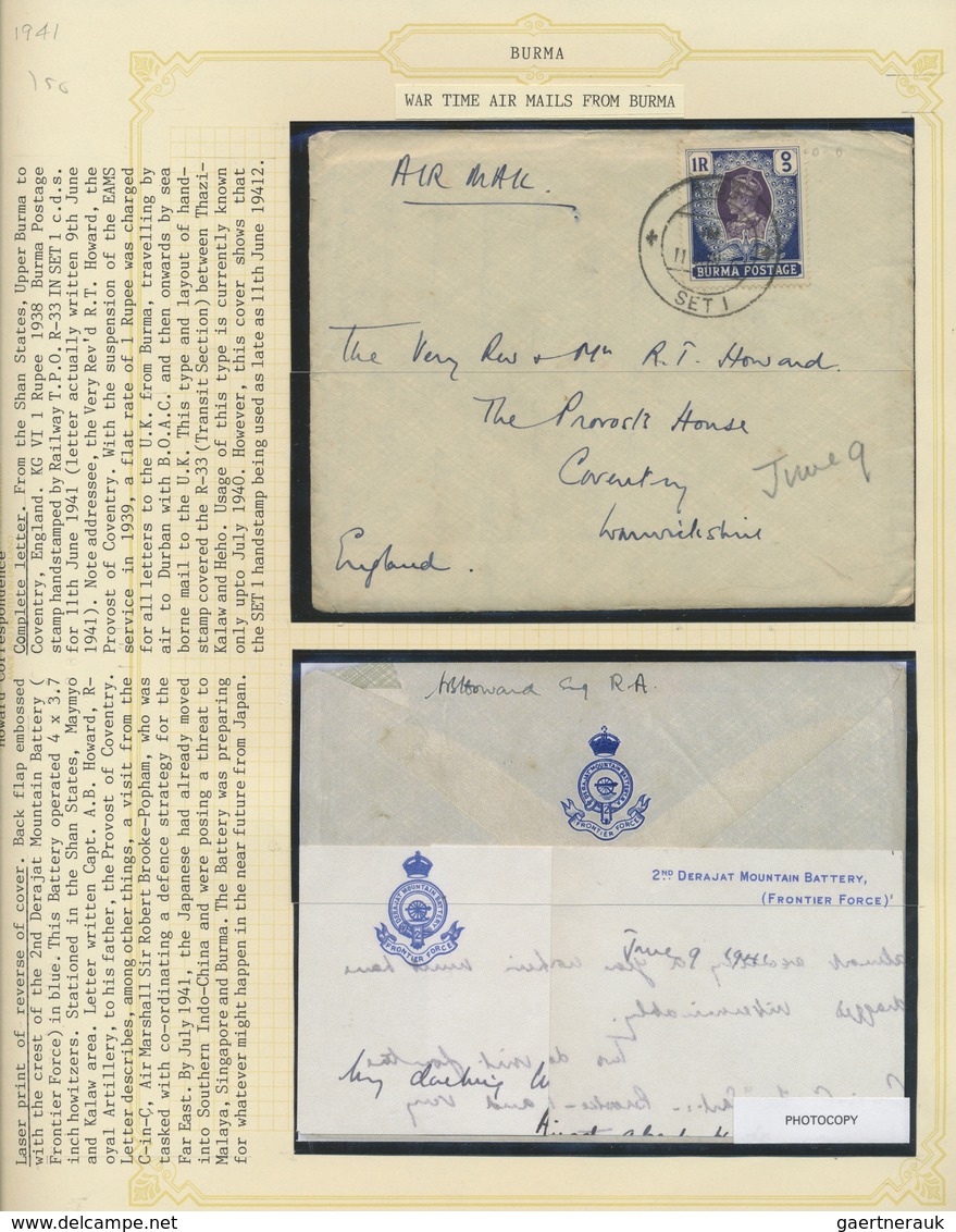 Br Birma / Burma / Myanmar: 1931/1950 (ca): Air Mail Service from an to Burma. Collection mounted on al