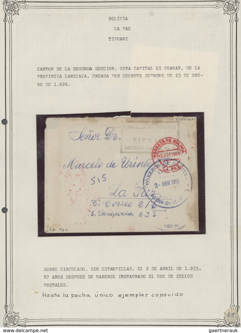 Br Bolivien: 1792/1955 (ca.), collection of apprx. 250 stampless entires from pre-philatelic period, sh