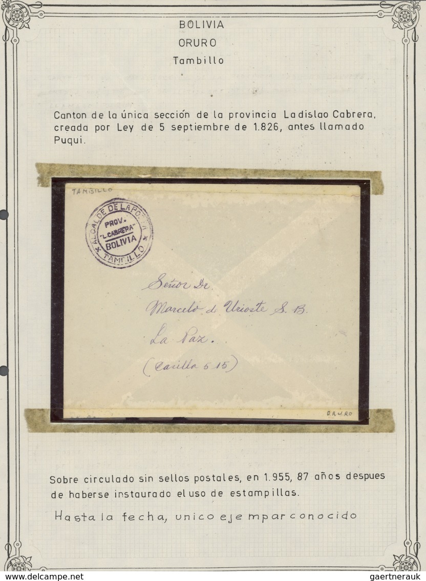 Br Bolivien: 1792/1955 (ca.), collection of apprx. 250 stampless entires from pre-philatelic period, sh