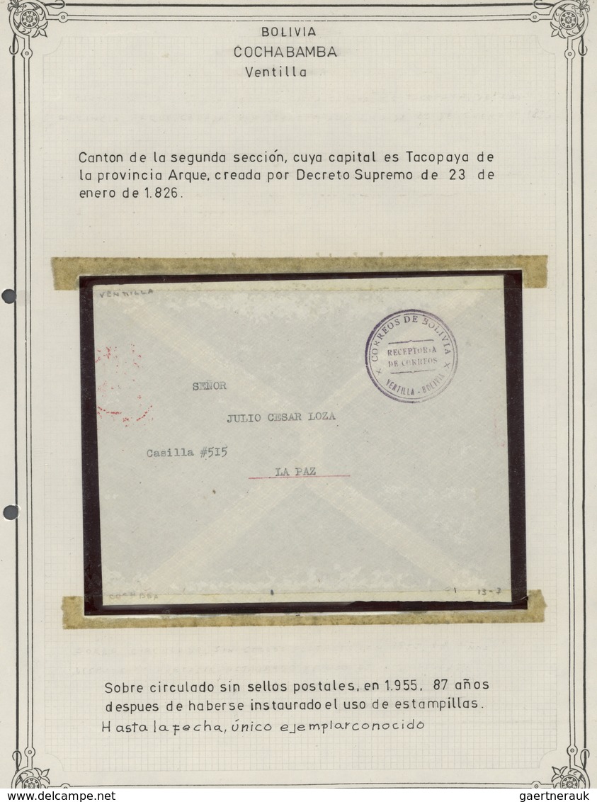 Br Bolivien: 1792/1955 (ca.), collection of apprx. 250 stampless entires from pre-philatelic period, sh