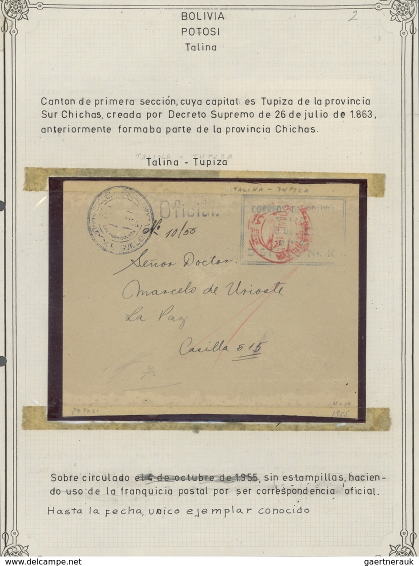 Br Bolivien: 1792/1955 (ca.), collection of apprx. 250 stampless entires from pre-philatelic period, sh