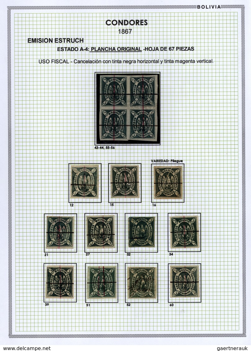 **/*/O/Br Bolivien: 1867: THE CONDOR ISSUE: A scarce and unique special collection of a most exciting classica