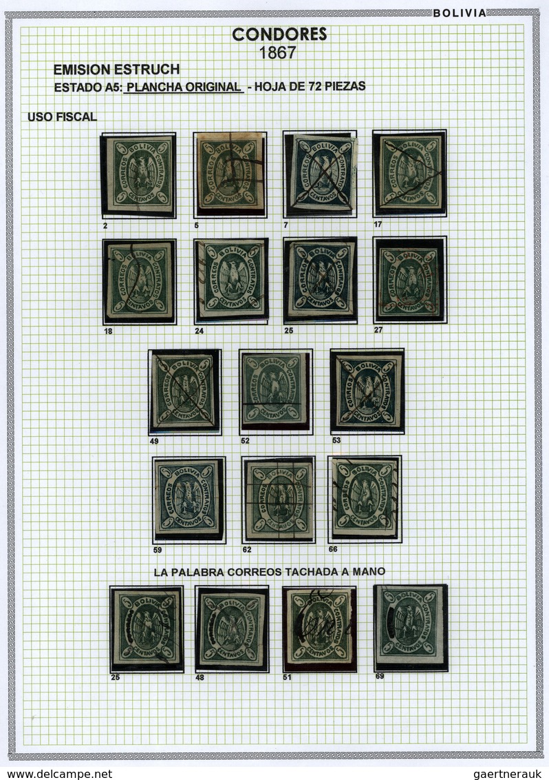 **/*/O/Br Bolivien: 1867: THE CONDOR ISSUE: A scarce and unique special collection of a most exciting classica