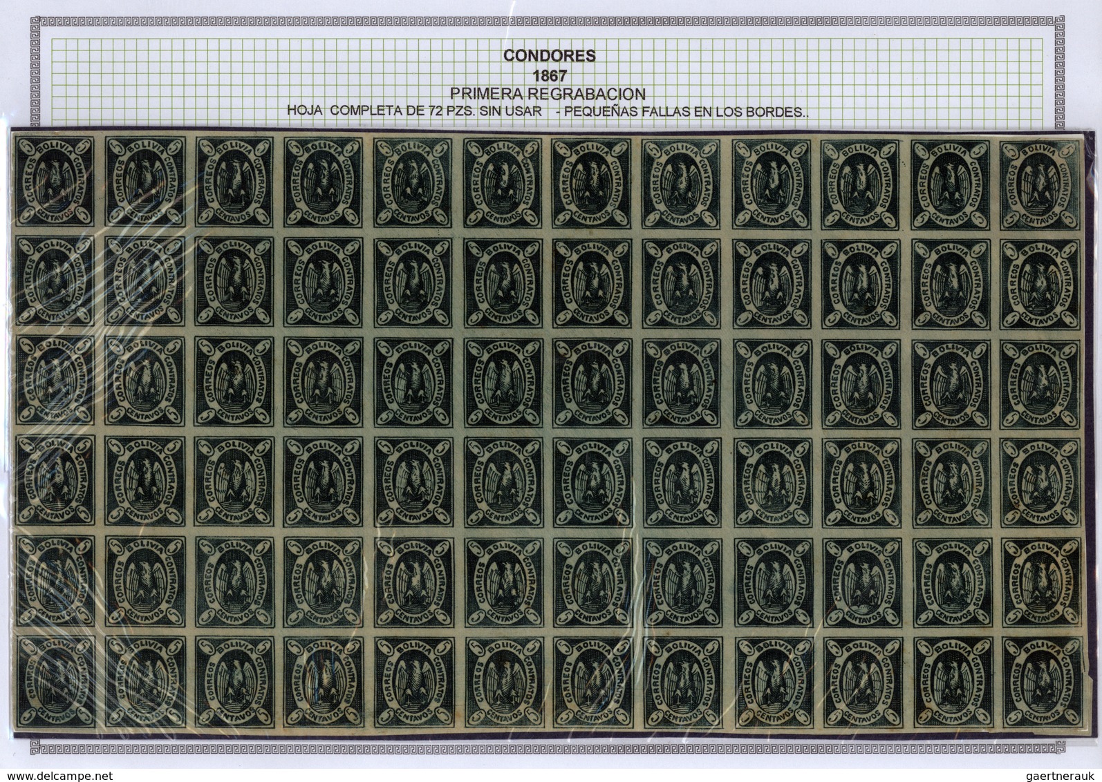 **/*/O/Br Bolivien: 1867: THE CONDOR ISSUE: A scarce and unique special collection of a most exciting classica