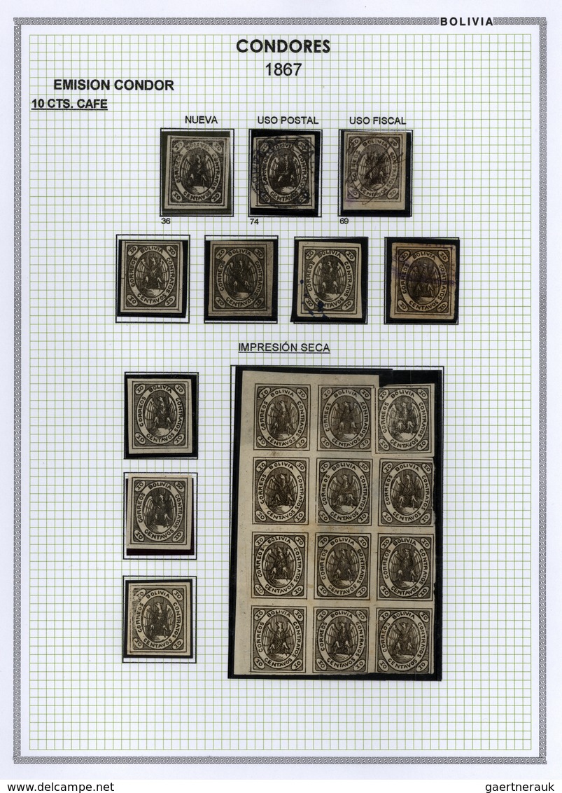 **/*/O/Br Bolivien: 1867: THE CONDOR ISSUE: A scarce and unique special collection of a most exciting classica