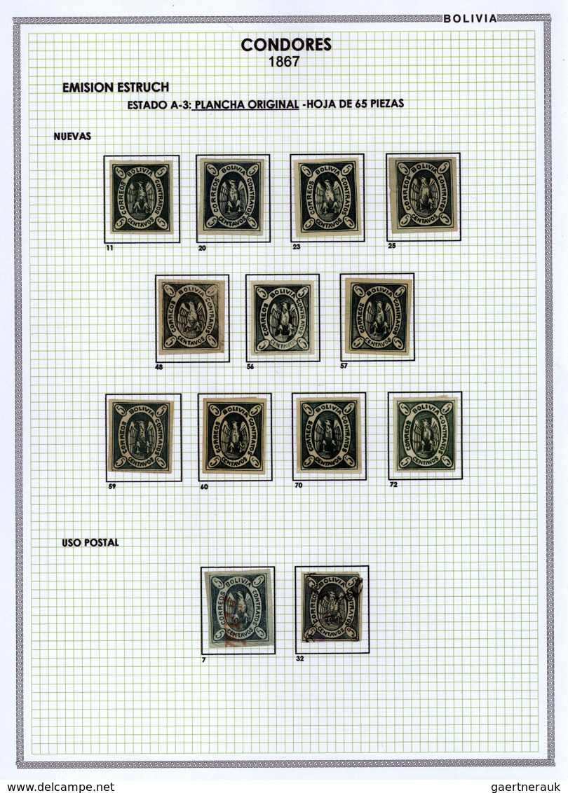 **/*/O/Br Bolivien: 1867: THE CONDOR ISSUE: A scarce and unique special collection of a most exciting classica