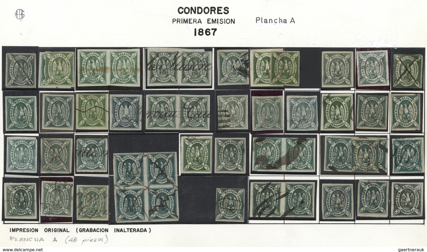 O/*/(*) Bolivien: 1867/1868, CONDOR ISSUES, Specialised Collection Of Apprx. 1.460 Stamps Arranged On Album - Bolivie