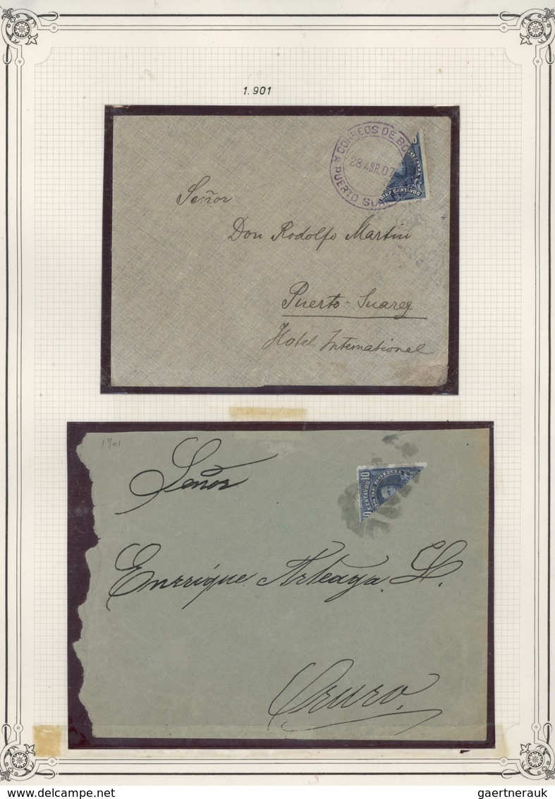 Br/GA Bolivien: 1870/1930 (ca.), collection of apprx. 93 covers/cards/documents, arranged on album pages,