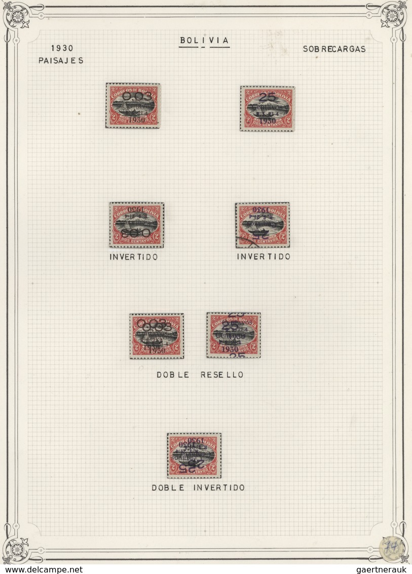 **/*/O/(*)/Br Bolivien: 1909/1957, VARIETIES/SPECIALITIES, collection of apprx. 470 stamps on album pages, showing
