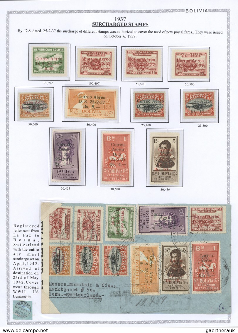 **/*/O/Br Bolivien: 1923/37 - BOLIVIA AIR MAIL: A magnificent study of the evolution of air mail in Bolivia, o