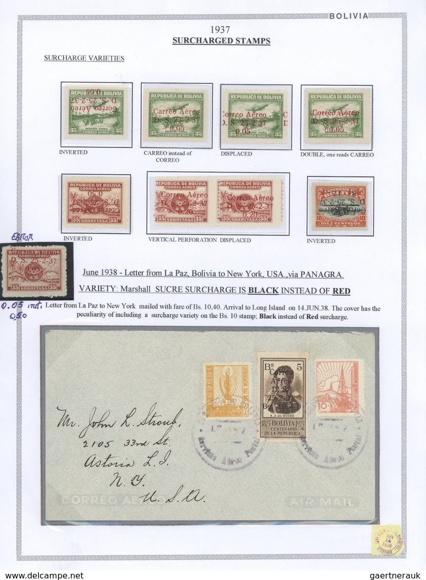 **/*/O/Br Bolivien: 1923/37 - BOLIVIA AIR MAIL: A magnificent study of the evolution of air mail in Bolivia, o