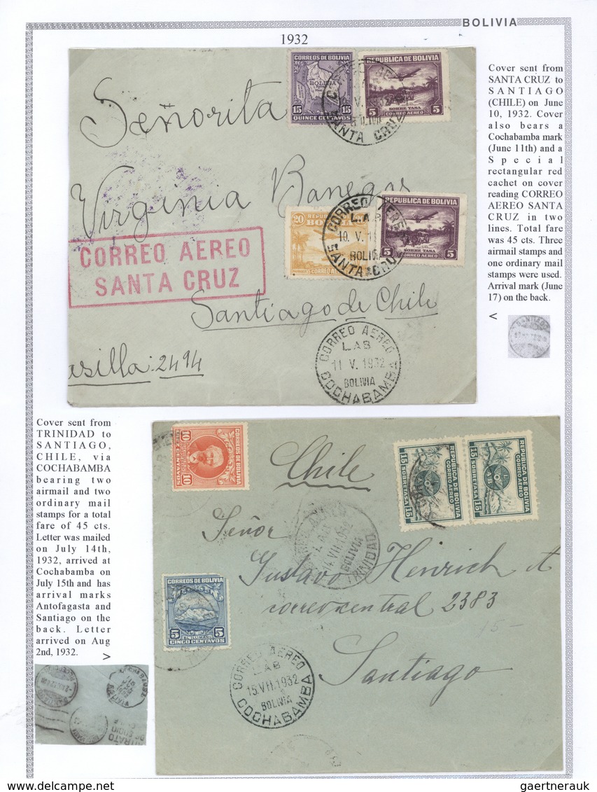 **/*/O/Br Bolivien: 1923/37 - BOLIVIA AIR MAIL: A magnificent study of the evolution of air mail in Bolivia, o