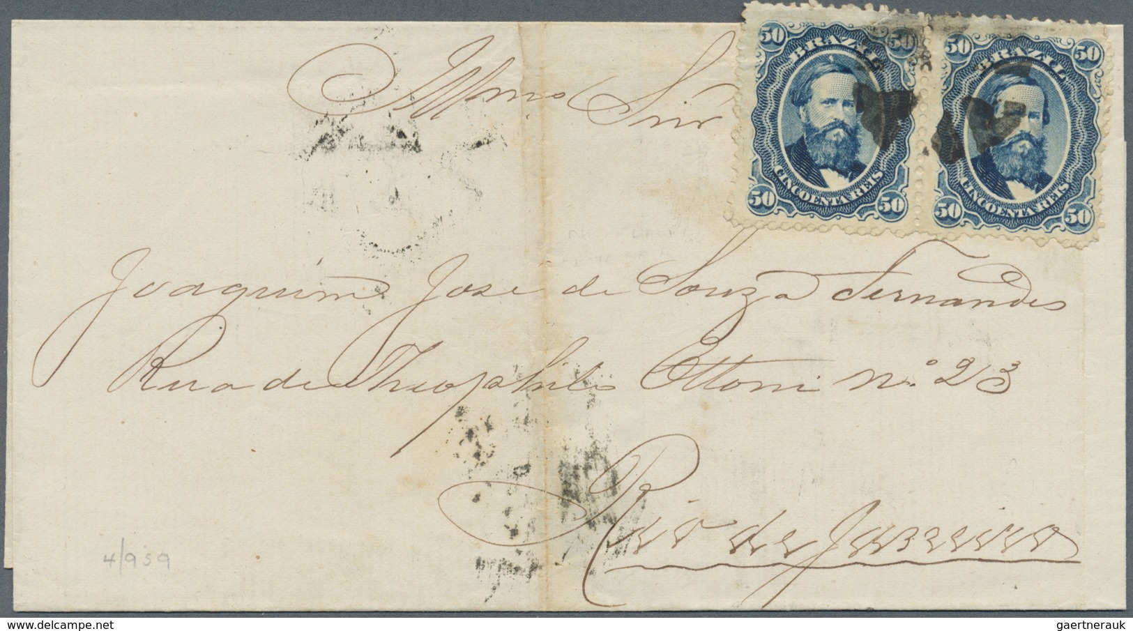 Br Brasilien: 1866/1898, group of five better covers, thereof three Dom Pedro frankings etc.