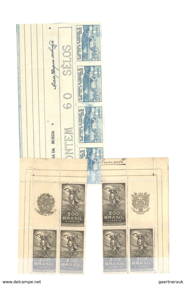**/* Brasilien: 1919/1958, MARGIN IMPRINTS, Splendid Mint Collection Of 225 Units Up To Blocks Of 70, Sho - Autres & Non Classés