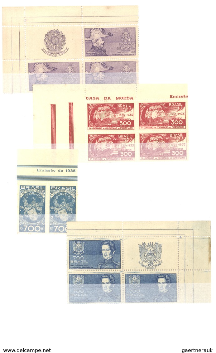 **/* Brasilien: 1919/1958, MARGIN IMPRINTS, Splendid Mint Collection Of 225 Units Up To Blocks Of 70, Sho - Autres & Non Classés