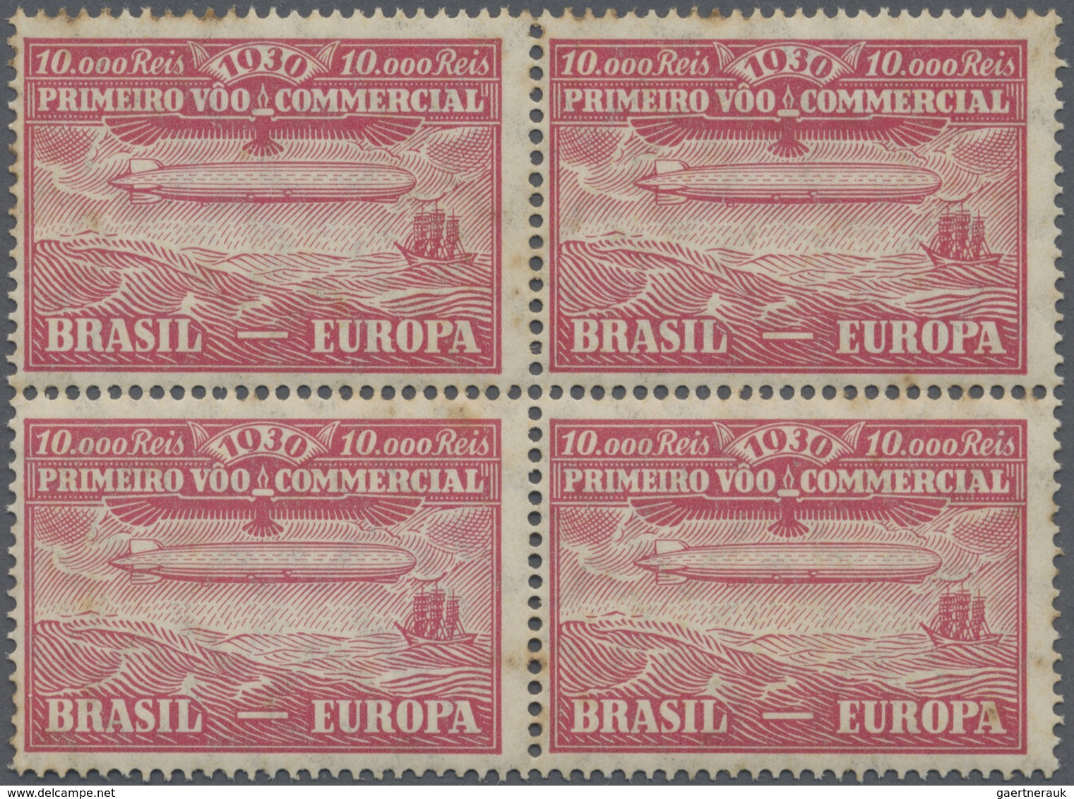 (*)/** Brasilien: 1930/1932, Zeppelin Airmail Stamps, Group Of Three Block Of Four: RHM Nos. Z-2, Z-12, Z-1 - Autres & Non Classés