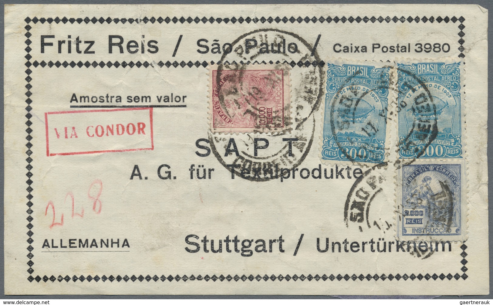 Br/Brfst Brasilien: 1937/39, Lot Mit 34 Belegen , Alle Mit Luftpost Nach Europa, Meist Durch Condor Mit Hochf - Autres & Non Classés