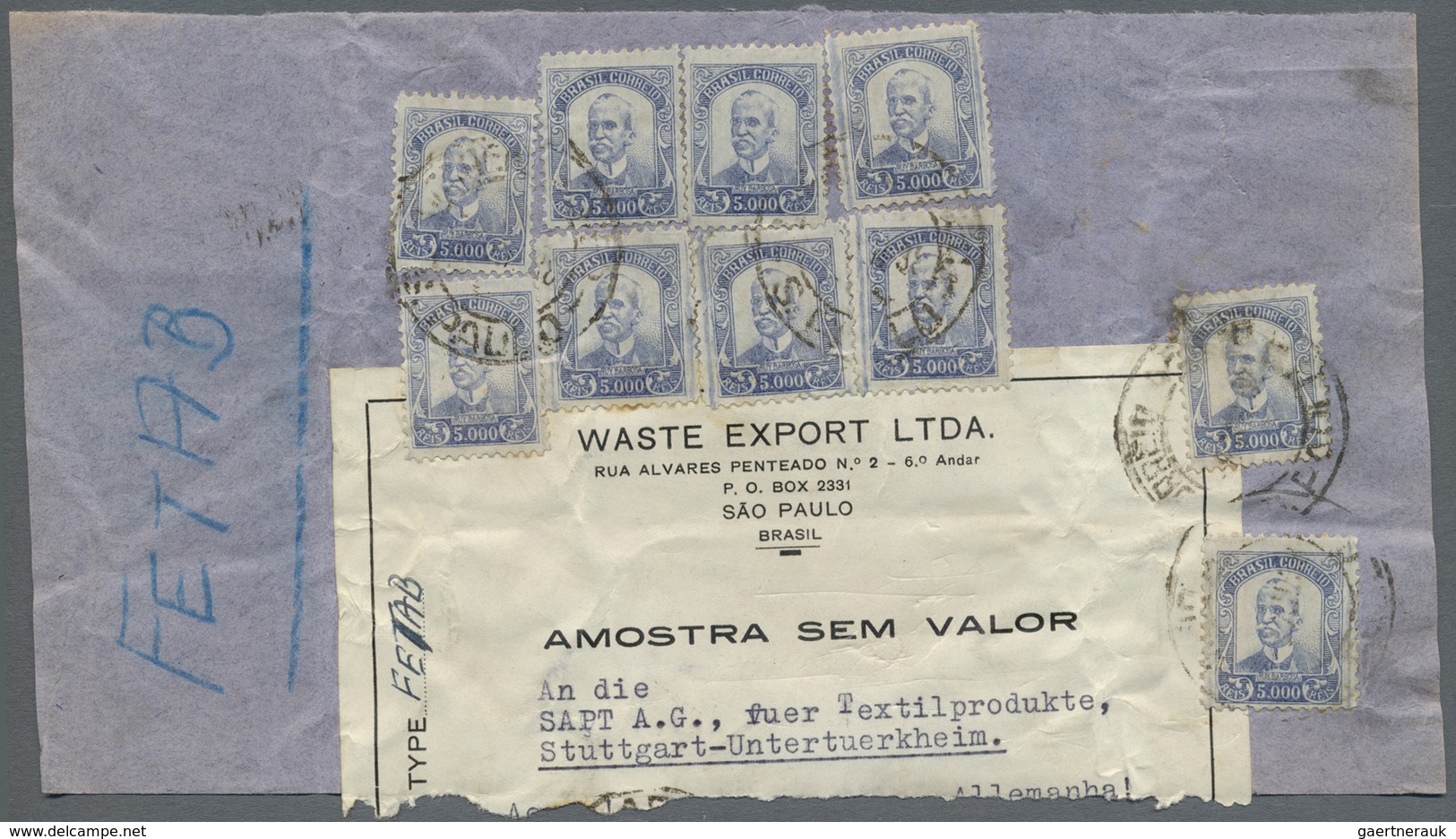 Br/Brfst Brasilien: 1937/39, Lot mit 34 Belegen , alle mit Luftpost nach Europa, meist durch Condor mit hochf