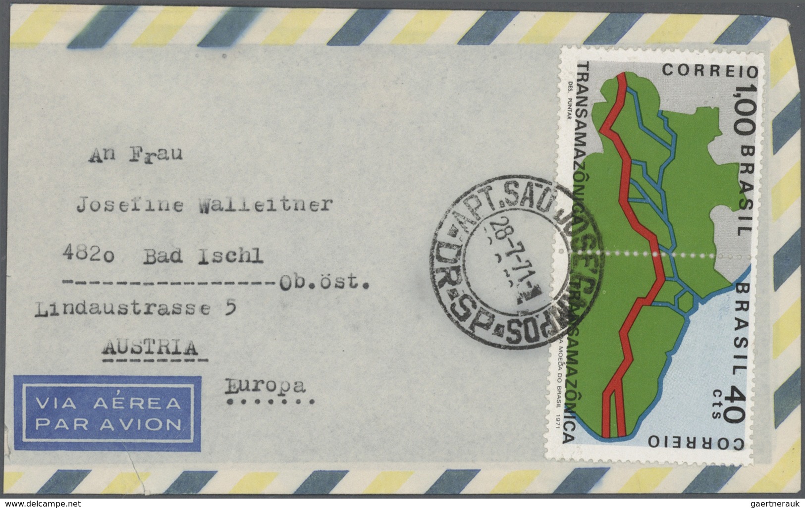 Br Brasilien: 1961/1985 (ca.), Accumulation With About 128 Commercial Airmail Covers To Austria With So - Altri & Non Classificati