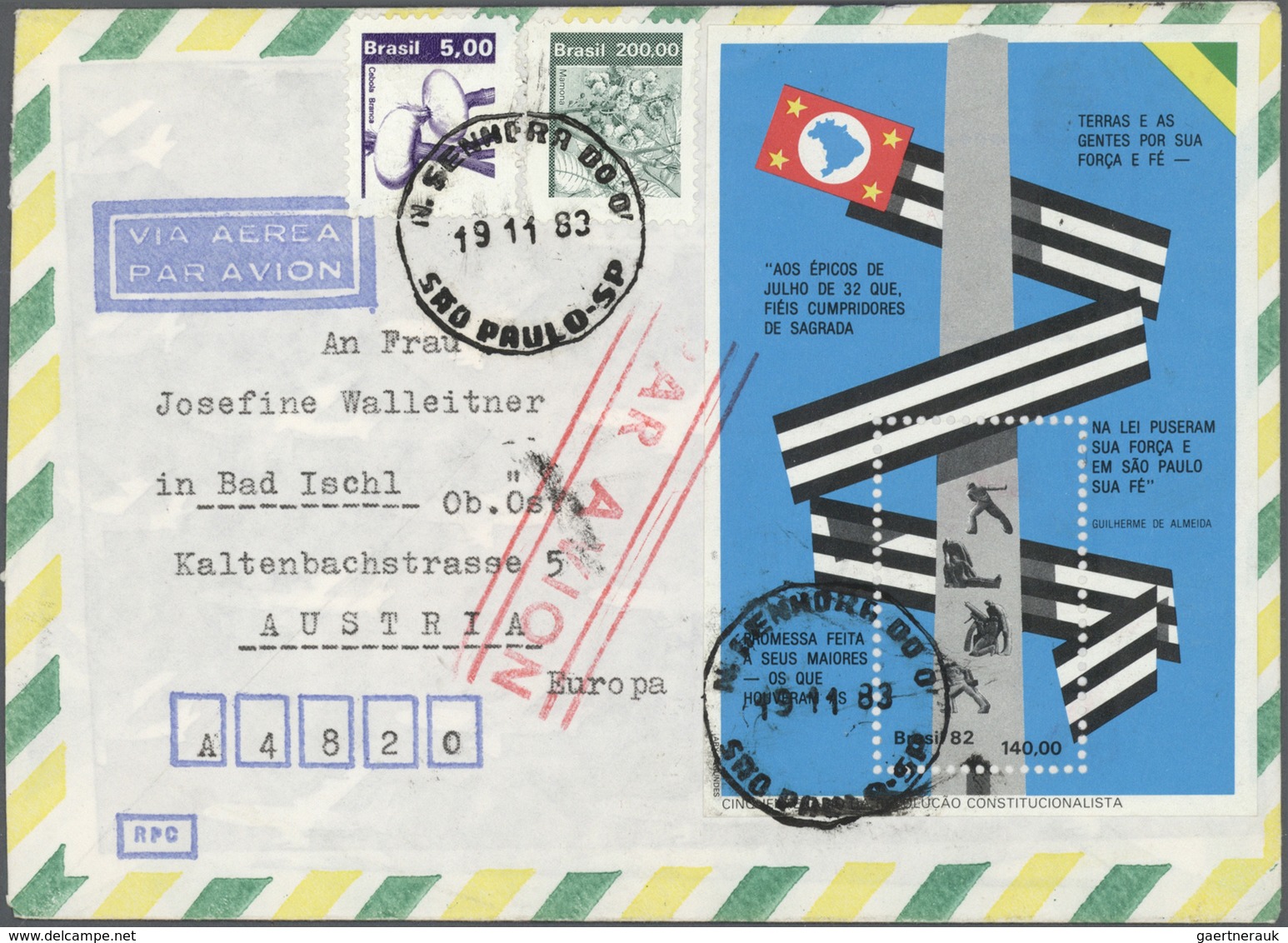 Br Brasilien: 1961/1985 (ca.), Accumulation With About 128 Commercial Airmail Covers To Austria With So - Altri & Non Classificati