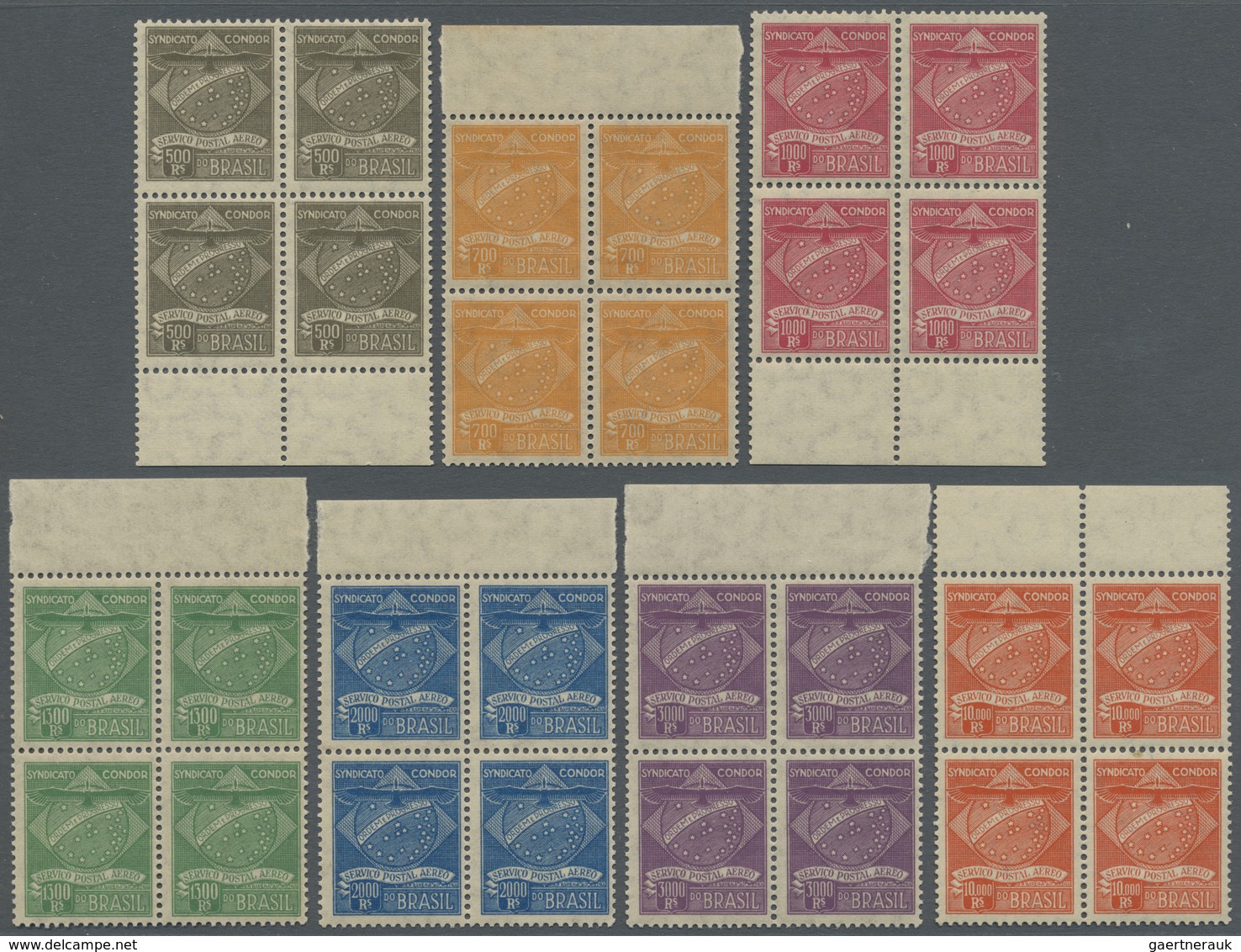 **/* Brasilien - Privatflugmarken Condor: 1927/1930, Ausgabe Landesfahne, 6 Komplette Postfrische Sätze M - Poste Aérienne (Compagnies Privées)